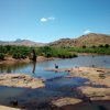 Reisfelder und Gebirge im Hochland Madagaskar 