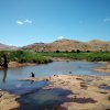 Reisfelder und Gebirge im Hochland Madagaskar 